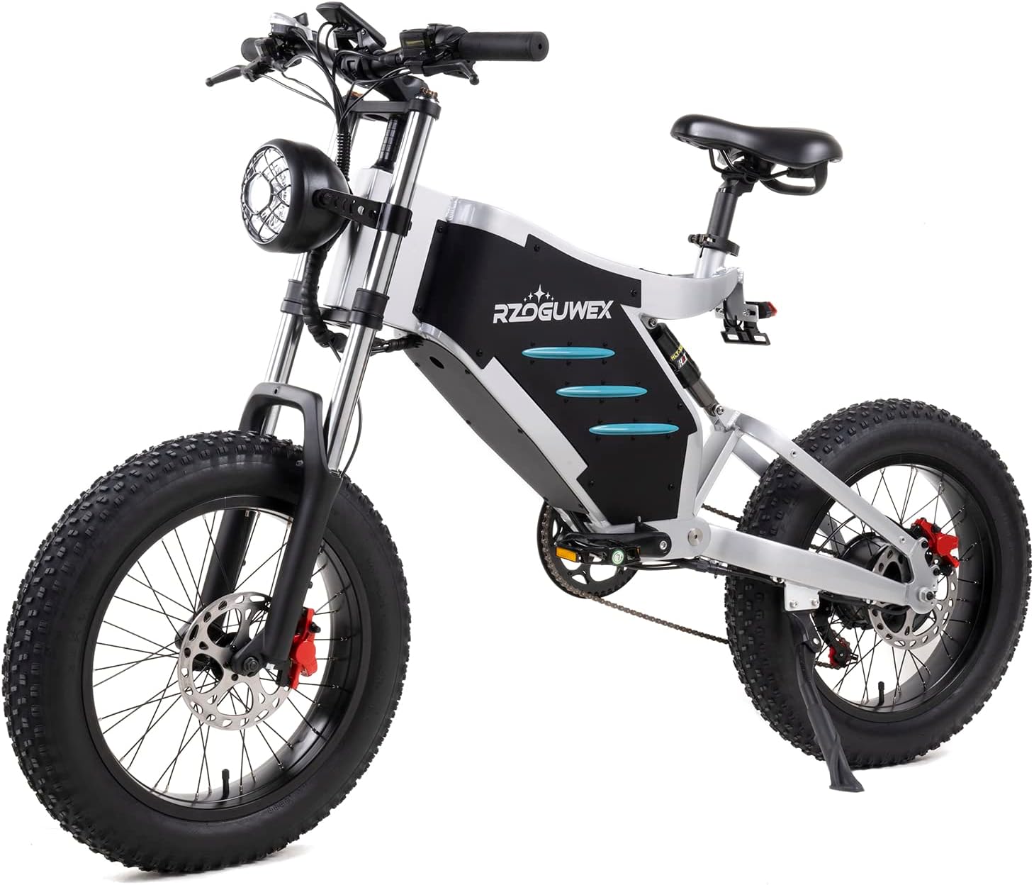 RZOGUWEX Electric Bicycle，20 Inch Off-Road EBIKE for Adults with 48V 25AH Detachable Lithium Ion Battery, 7 Speed Snow Bike with Dual Shock Absorbers and Brush-less Motor