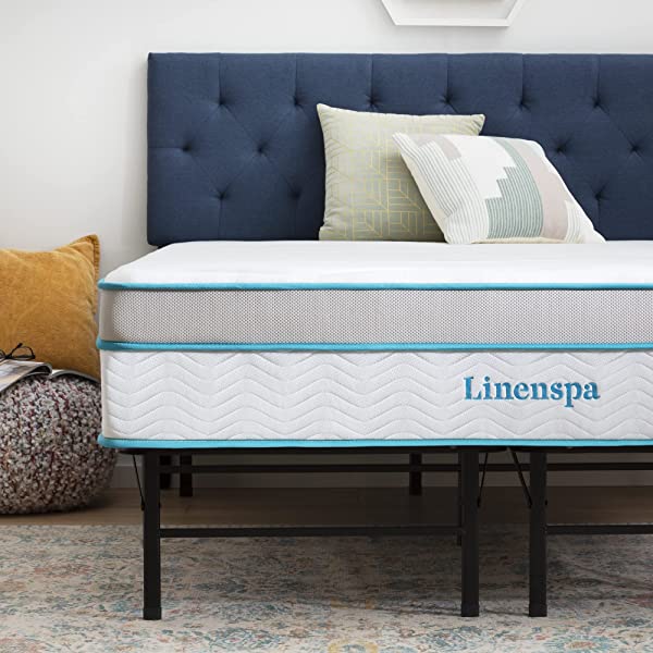 Linenspa 8 Inch Memory Foam and Innerspring Hybrid Medium-Firm Mattress -Full Mattress Full 8 Inch Mattress Only