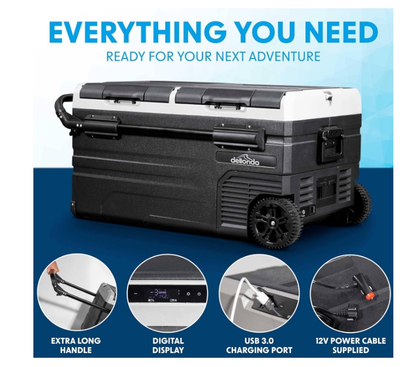 Dellonda 95L Portable Car Fridge, Freezer, 1224V Dual Zone Compressor - DL128