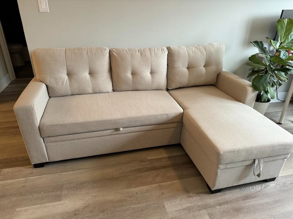 Devion Furniture Contemporary Reversible Sectional Sleeper Sectional Sofa with S